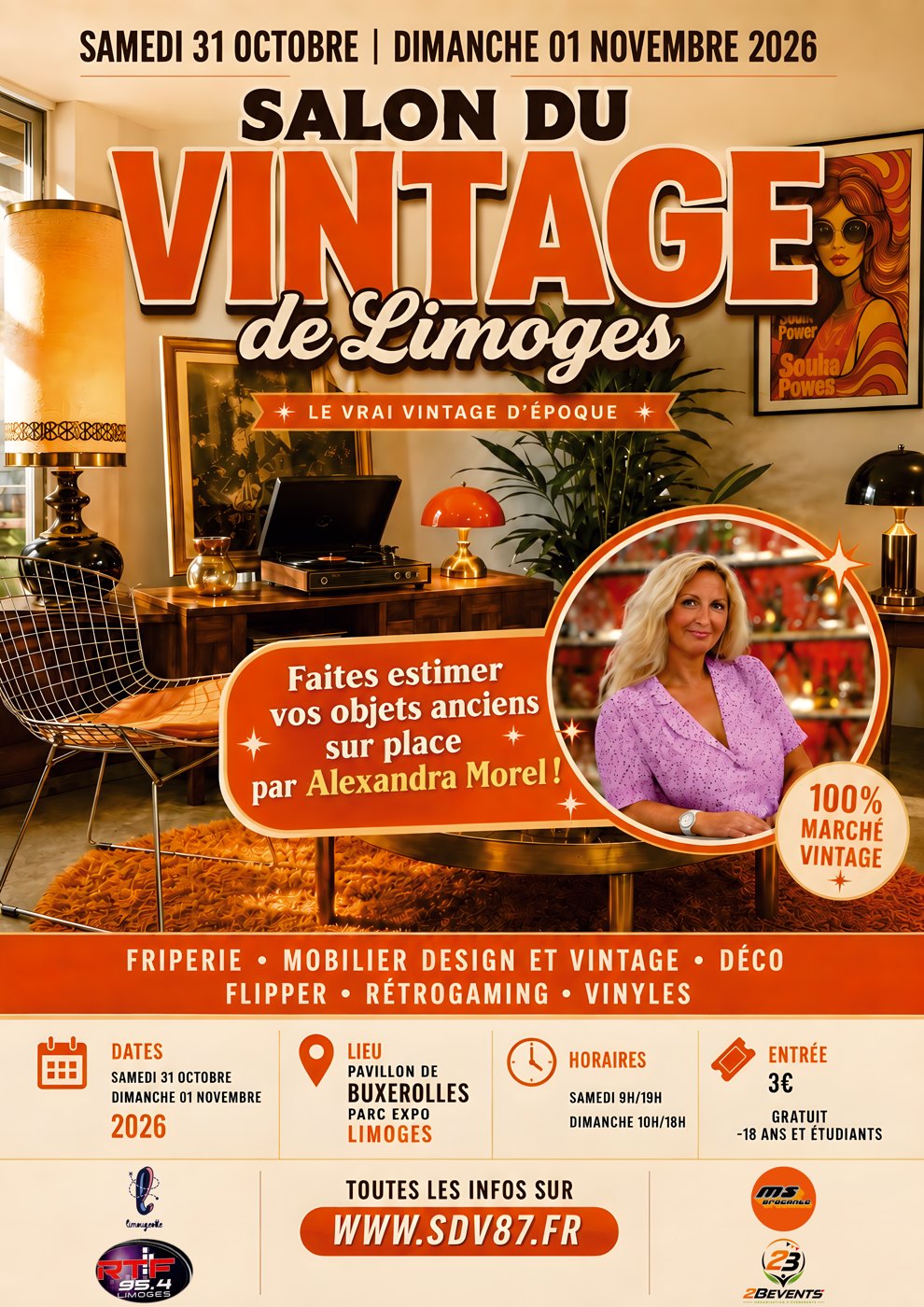 Affiche — Salon du Vintage de Limoges, Samedi 31 octobre & dimanche 1er novembre 2026